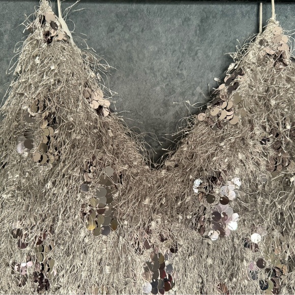 Zara Silver Sequined Fringe Mini - Picture 5 of 6
